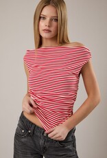 Striped Ruched Off The Shoulder Top