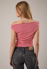 Striped Ruched Off The Shoulder Top