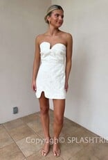 Floral Jacquard Strapless Puzzle Mini Dress