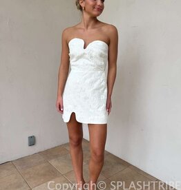 Floral Jacquard Strapless Puzzle Mini Dress