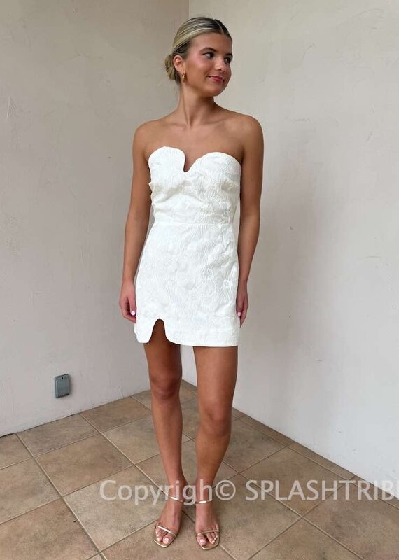 Floral Jacquard Strapless Puzzle Mini Dress