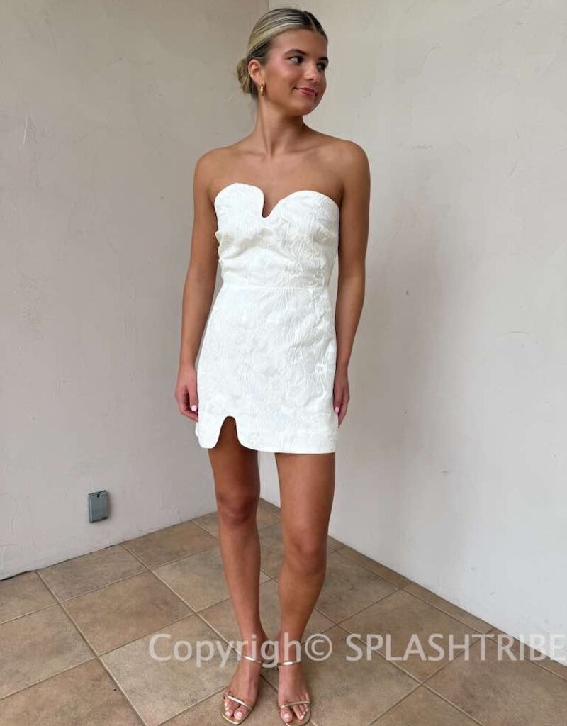 Floral Jacquard Strapless Puzzle Mini Dress