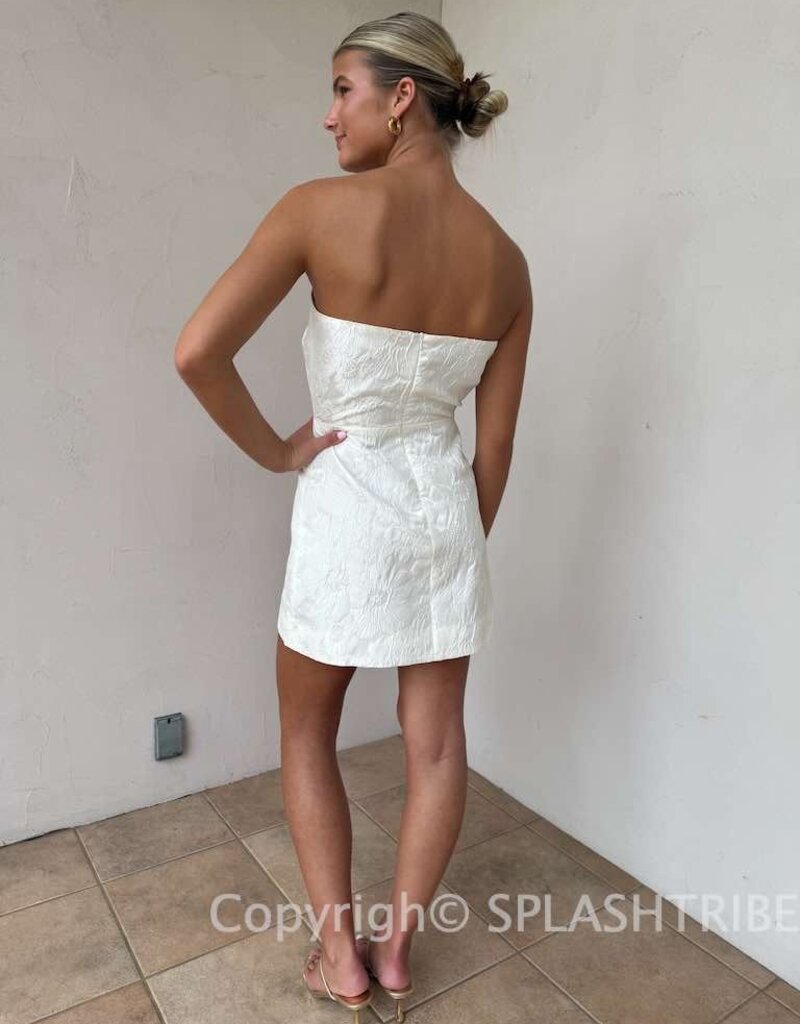 Floral Jacquard Strapless Puzzle Mini Dress
