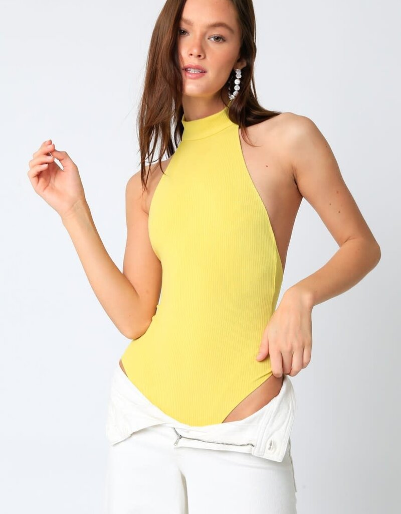 Mock Neck Open Back Bodysuit