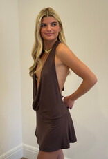 Emma Plunging Halter Jersey Mini Dress