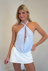 Chiffon Draped Front Halter Top