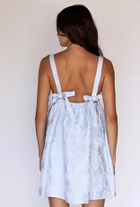 Melinda Floral Jacquard Bow Back Strap Mini Dress