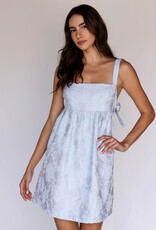 Melinda Floral Jacquard Bow Back Strap Mini Dress