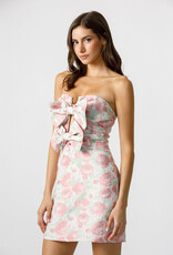 Strapless Double Bow Front Floral Mini Dress