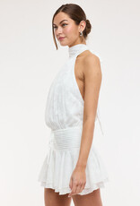 Floral Embossed Waist Tie Backless Mini Dress