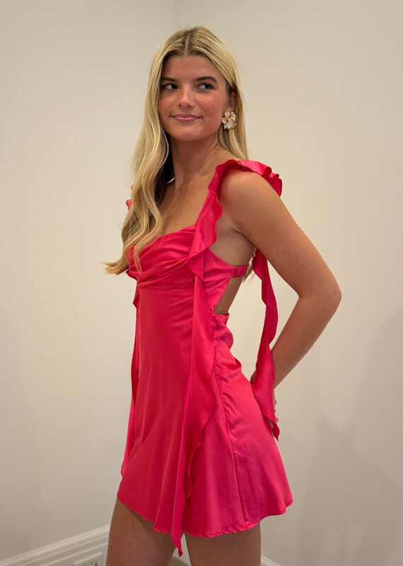 Jinea Satin Frill Mini Dress