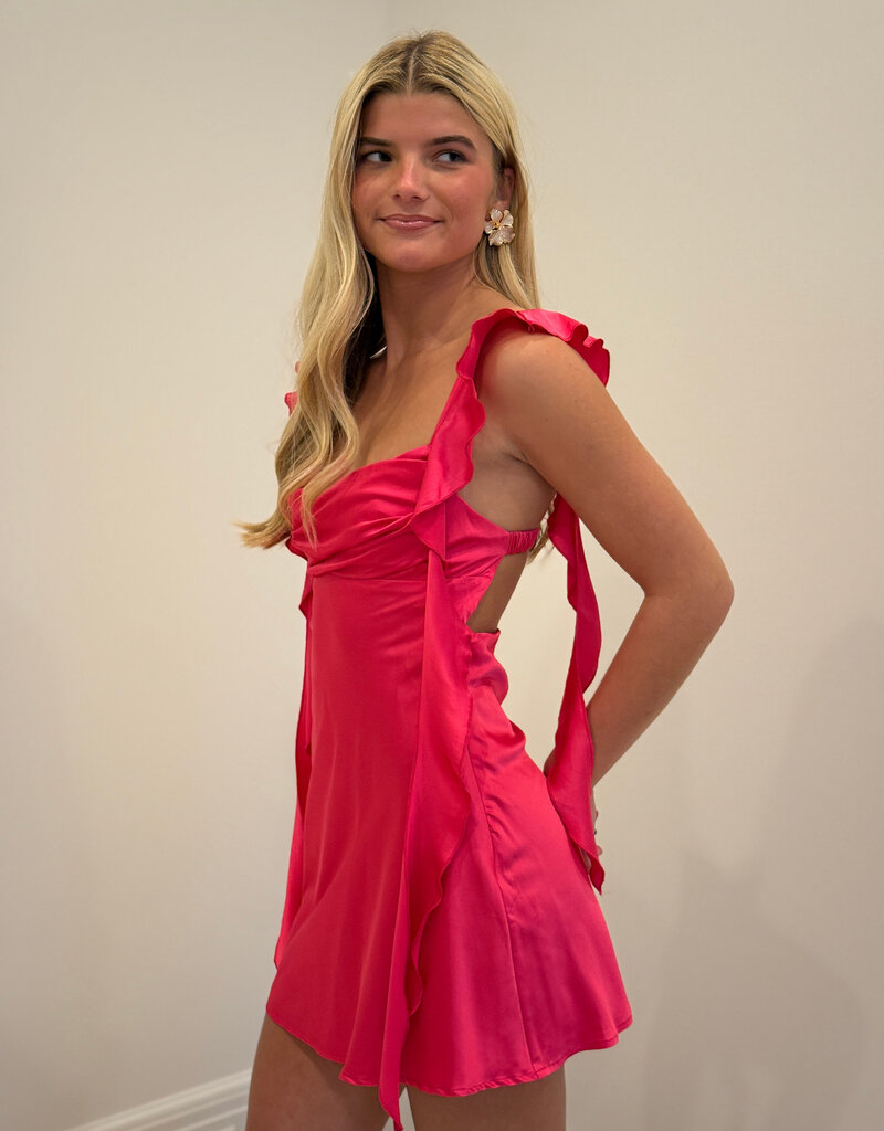 Jinea Satin Frill Mini Dress