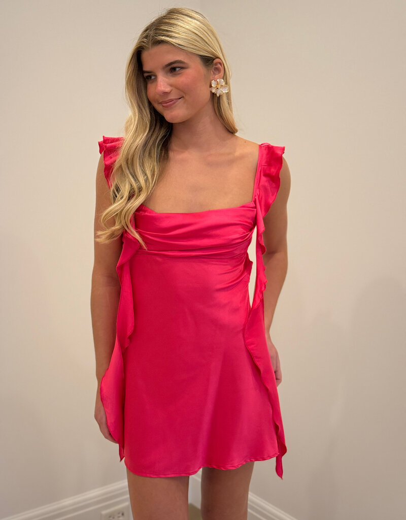 Jinea Satin Frill Mini Dress