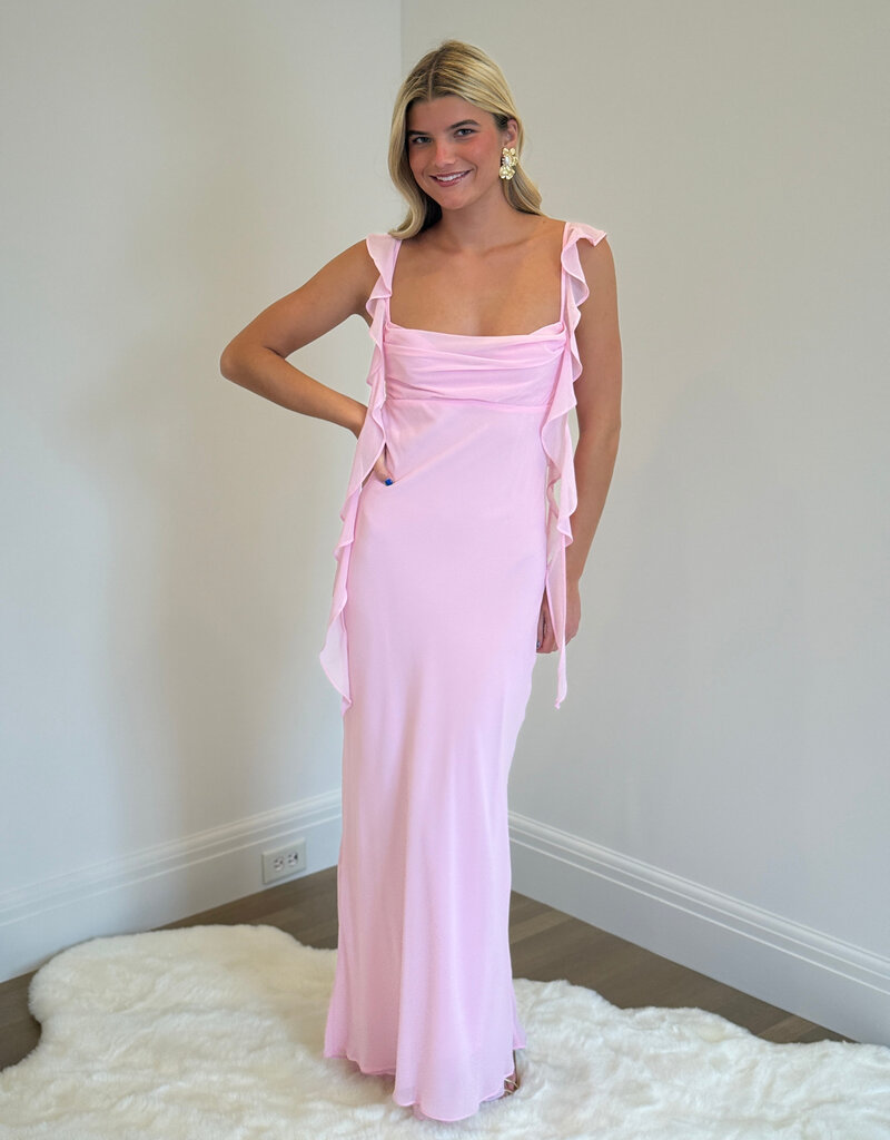 Jinea Chiffon Frill Maxi Dress