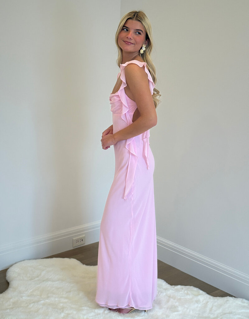 Jinea Chiffon Frill Maxi Dress