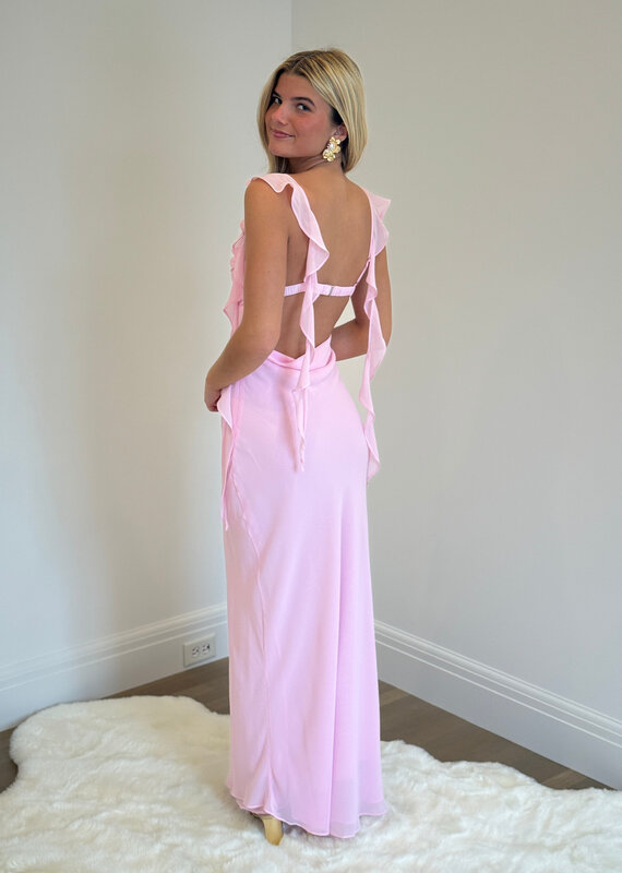 Jinea Chiffon Frill Maxi Dress