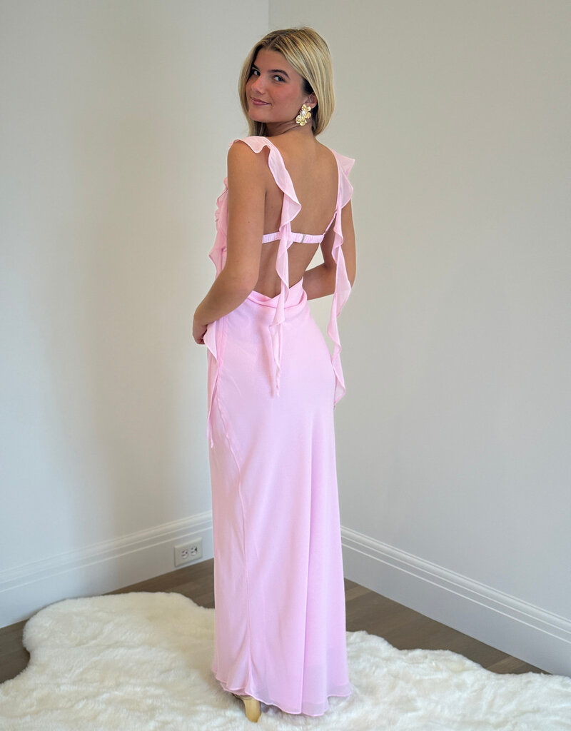 Jinea Chiffon Frill Maxi Dress