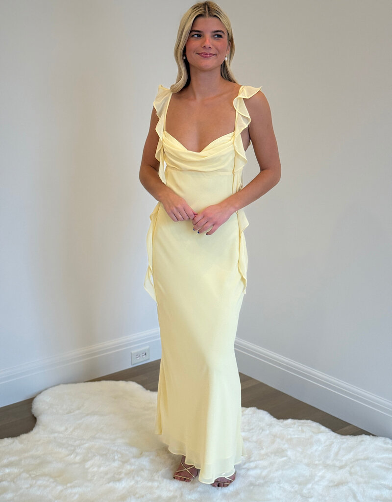 Jinea Chiffon Frill Maxi Dress