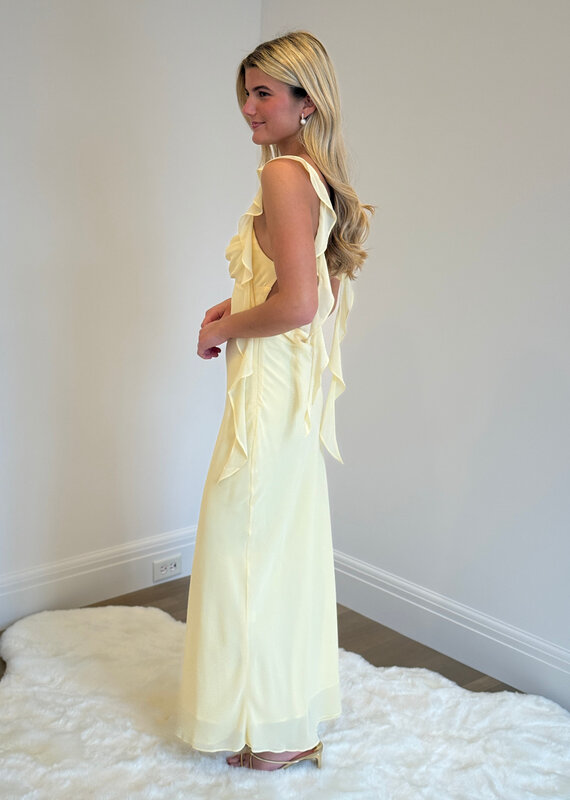 Jinea Chiffon Frill Maxi Dress