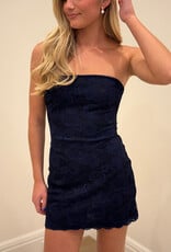 Lucy In The Sky Strapless Lace Back Bow Mini Dress