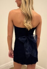 Lucy In The Sky Strapless Lace Back Bow Mini Dress