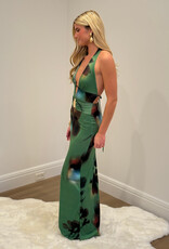 Floral Plunging Halter Maxi Dress