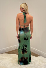 Floral Plunging Halter Maxi Dress