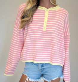 Striped Henley Knit Top