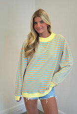 Striped Mock Neck Terry Sweatshirt