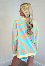 Striped Mock Neck Terry Sweatshirt