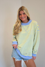 Striped Mock Neck Terry Sweatshirt