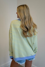 Striped Mock Neck Terry Sweatshirt
