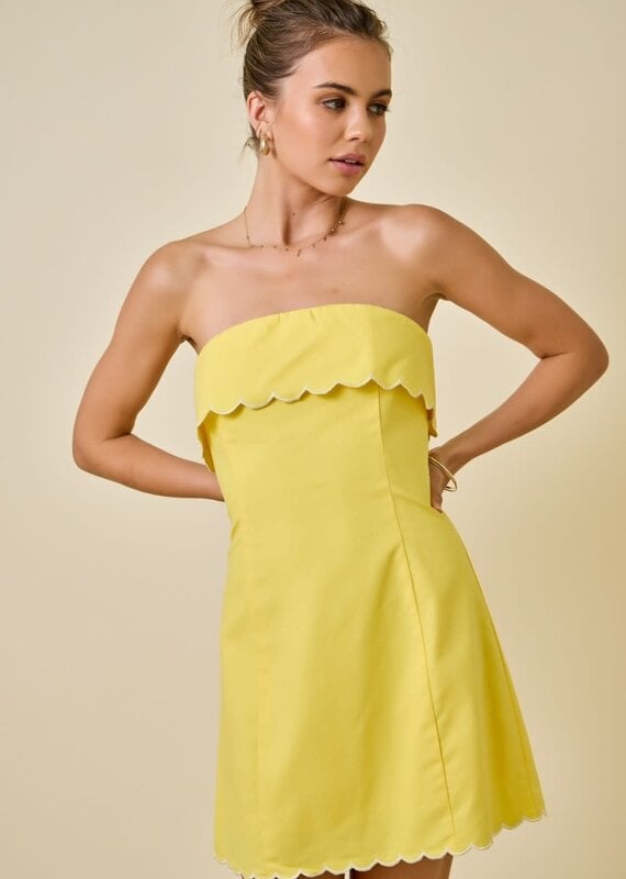 Strapless Scallop Edge Mini Dress