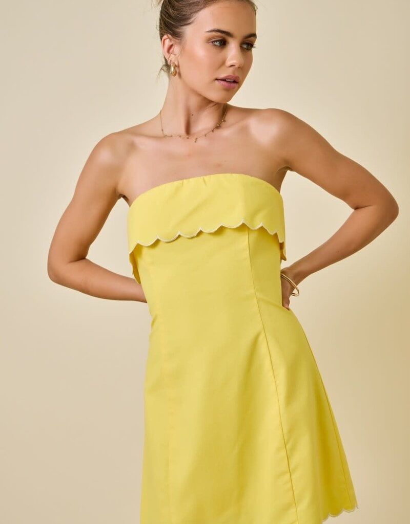 Strapless Scallop Edge Mini Dress