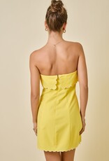 Strapless Scallop Edge Mini Dress