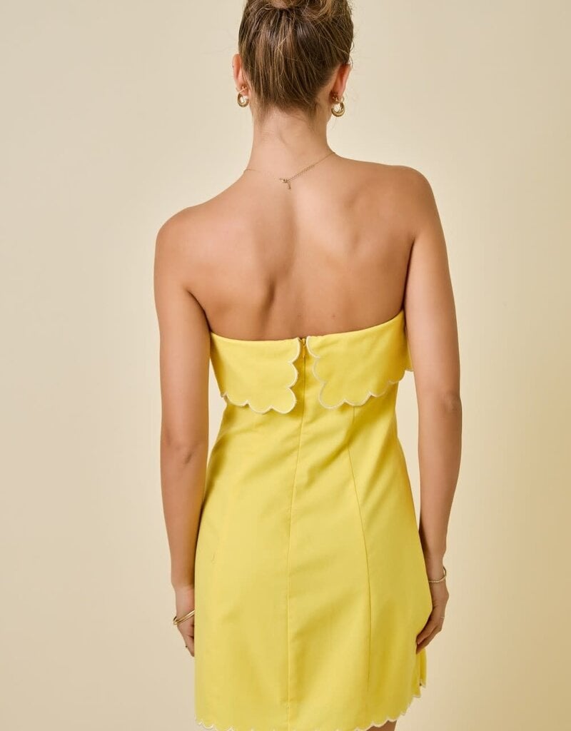 Strapless Scallop Edge Mini Dress