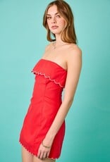 Strapless Scallop Edge Mini Dress