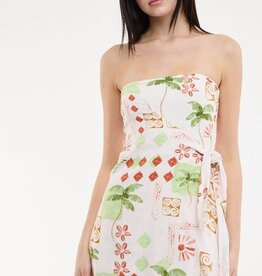 Palm Tree Strapless Wrap Mini Dress