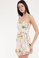 Palm Tree Strapless Wrap Mini Dress