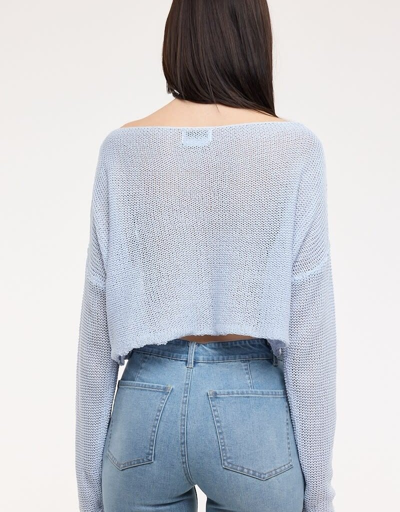 Boat Neck See Through Knit Sweater Top