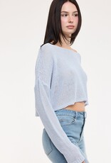 Boat Neck See Through Knit Sweater Top