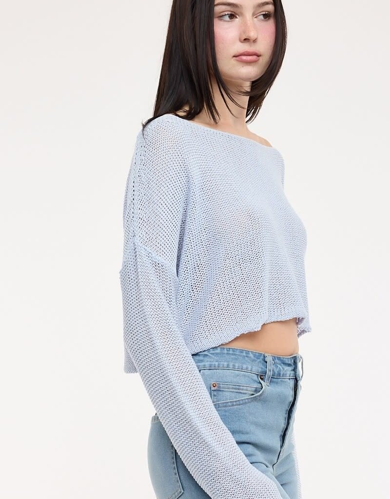 Boat Neck See Through Knit Sweater Top
