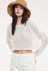 Boat Neck See Through Knit Sweater Top