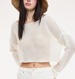 Boat Neck See Through Knit Sweater Top
