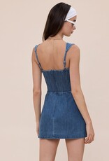 Denim Double Pocket Square Neck Mini Dress