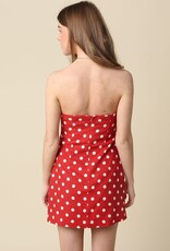 Linen Strapless Polka Dot Mini Dress