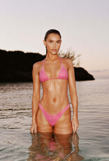 Frankies Bikinis Nick Triangle Halter Ribbed Bikini Top