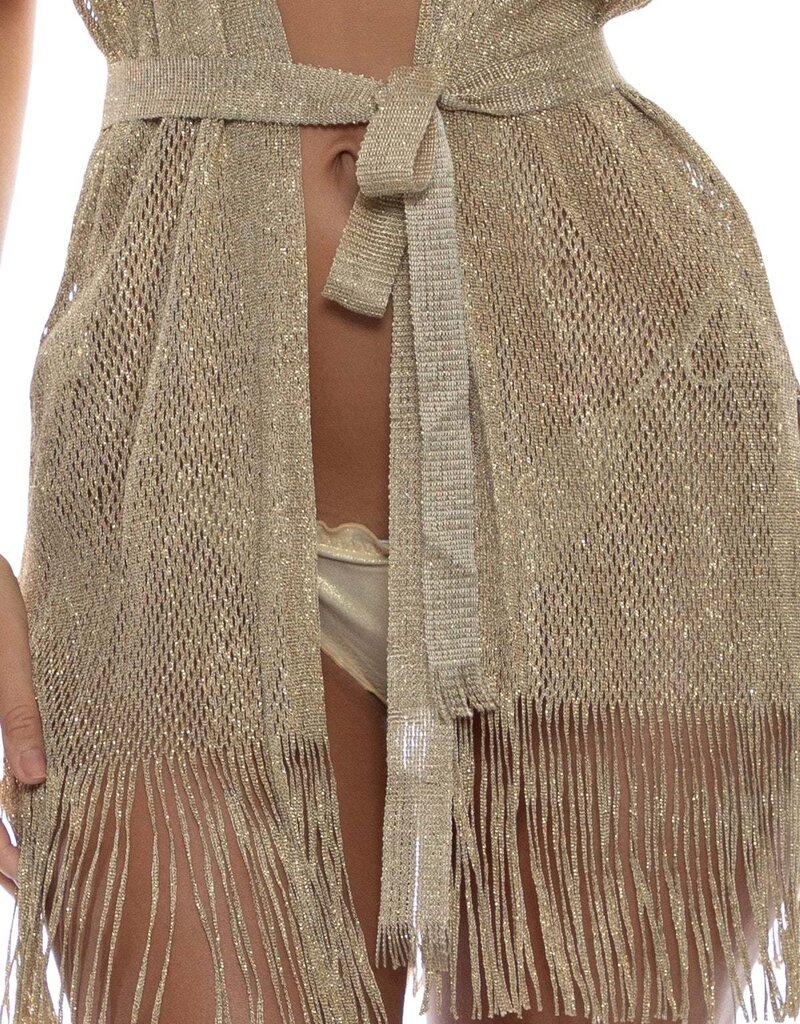 Luli Fama Fringe Short Mini Caftan Coverup