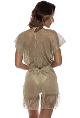 Luli Fama Fringe Short Mini Caftan Coverup