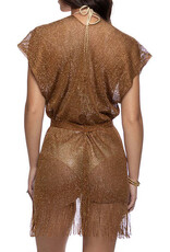 Short Caftan Coverup Brown/Gold O/S